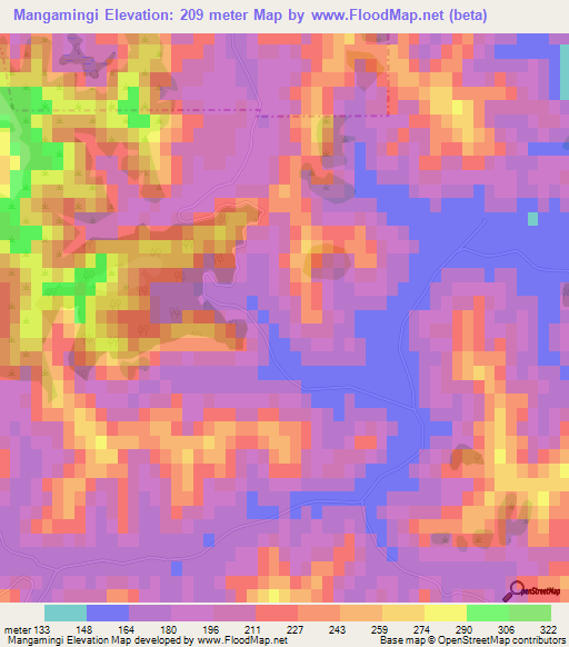 Mangamingi,New Zealand Elevation Map