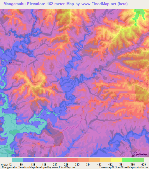 Mangamahu,New Zealand Elevation Map