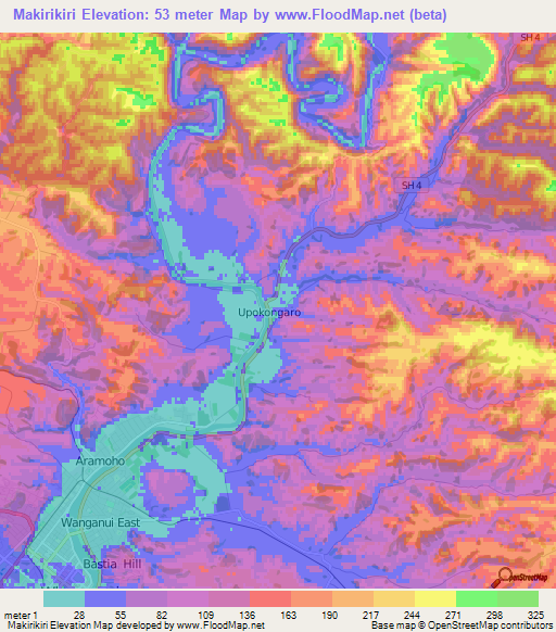 Makirikiri,New Zealand Elevation Map