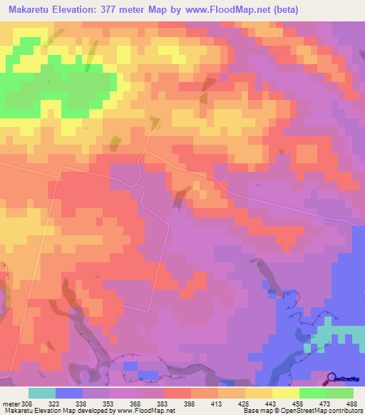 Makaretu,New Zealand Elevation Map