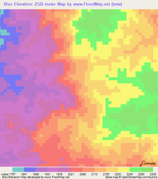 Biso,Congo (Kinshasa) Elevation Map