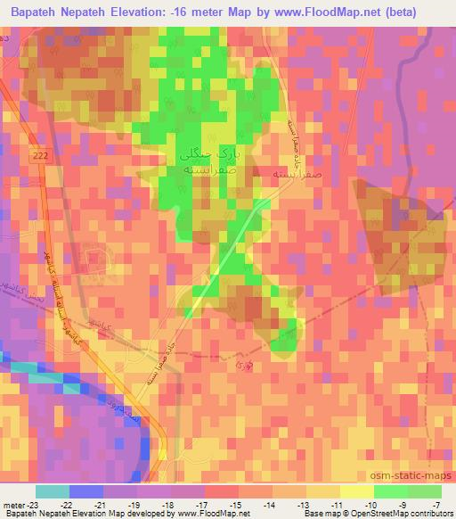 Bapateh Nepateh,Iran Elevation Map