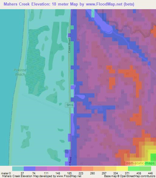 Mahers Creek,New Zealand Elevation Map