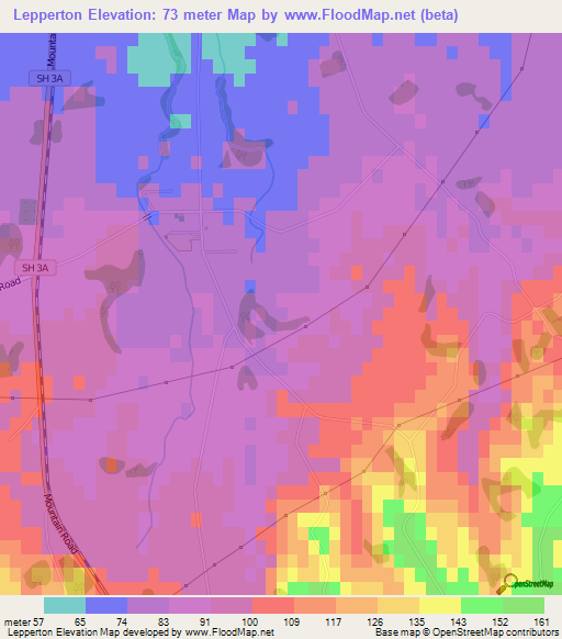 Lepperton,New Zealand Elevation Map