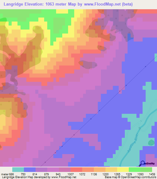 Langridge,New Zealand Elevation Map