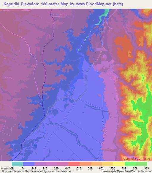 Kopuriki,New Zealand Elevation Map