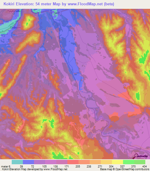 Kokiri,New Zealand Elevation Map