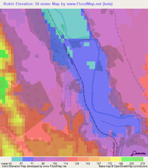 Kokiri,New Zealand Elevation Map