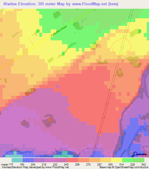Kiwitea,New Zealand Elevation Map