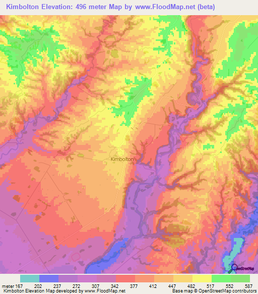 Kimbolton,New Zealand Elevation Map