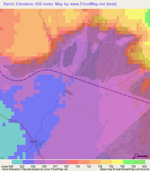 Karioi,New Zealand Elevation Map