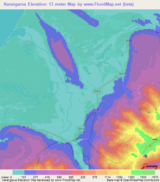 Karangarua,New Zealand Elevation Map