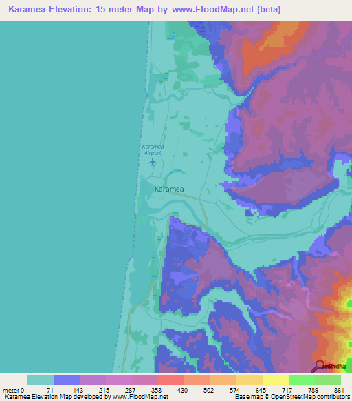 Karamea,New Zealand Elevation Map