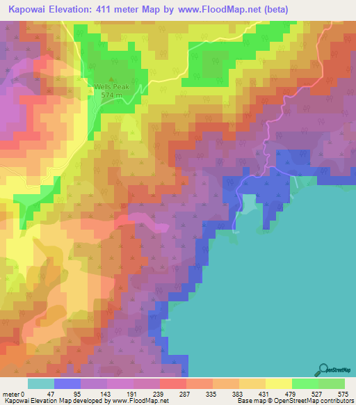 Kapowai,New Zealand Elevation Map