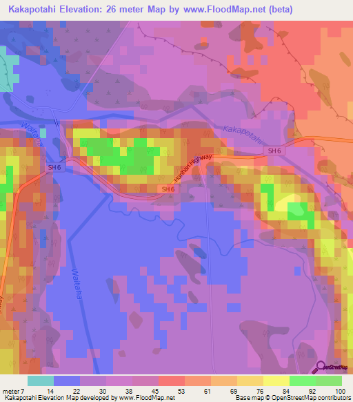 Kakapotahi,New Zealand Elevation Map