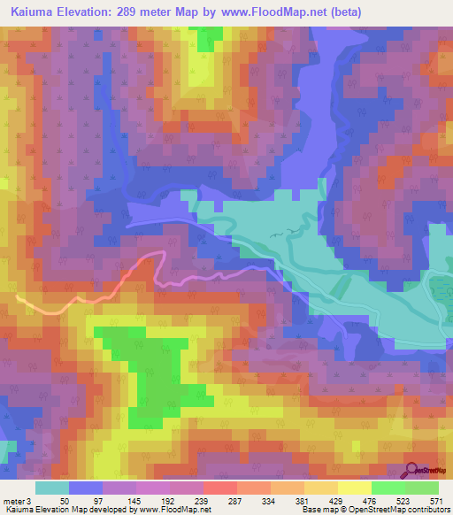 Kaiuma,New Zealand Elevation Map