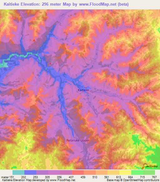 Kaitieke,New Zealand Elevation Map