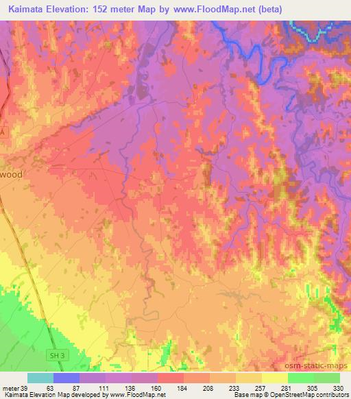 Kaimata,New Zealand Elevation Map