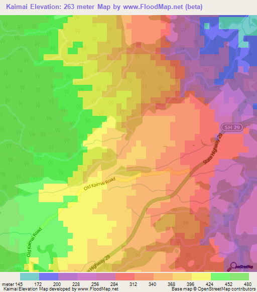 Kaimai,New Zealand Elevation Map