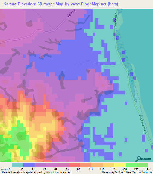 Kaiaua,New Zealand Elevation Map
