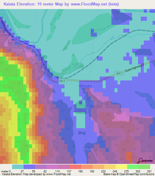 Kaiata,New Zealand Elevation Map