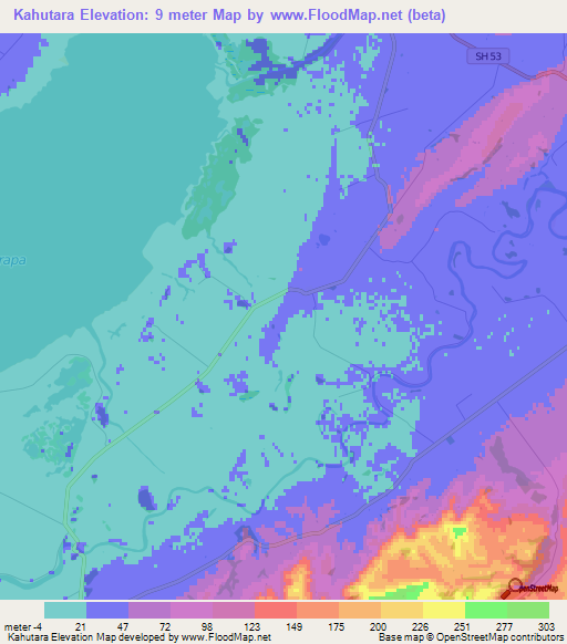 Kahutara,New Zealand Elevation Map