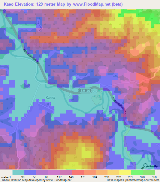 Kaeo,New Zealand Elevation Map