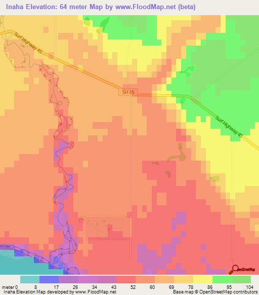 Inaha,New Zealand Elevation Map