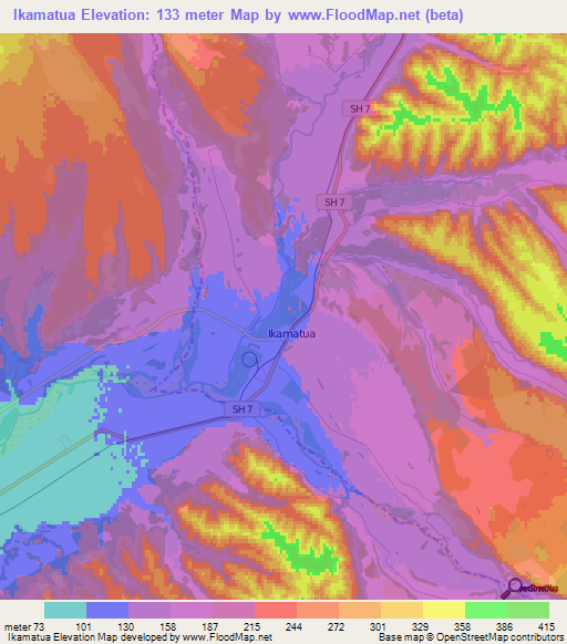 Ikamatua,New Zealand Elevation Map