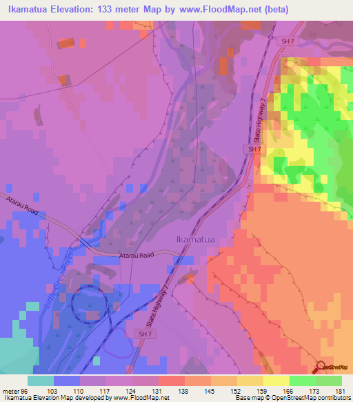 Ikamatua,New Zealand Elevation Map