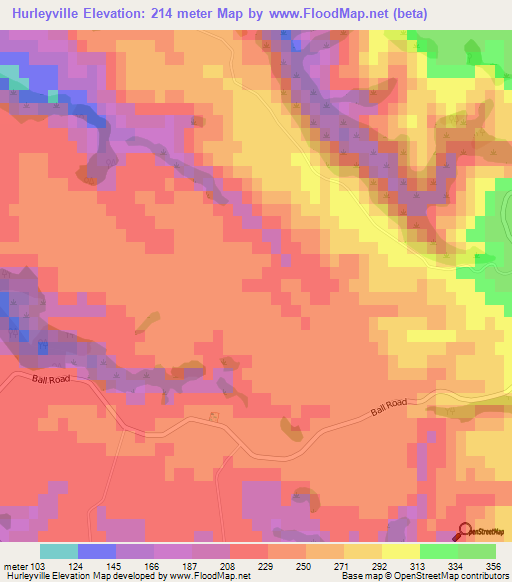 Hurleyville,New Zealand Elevation Map