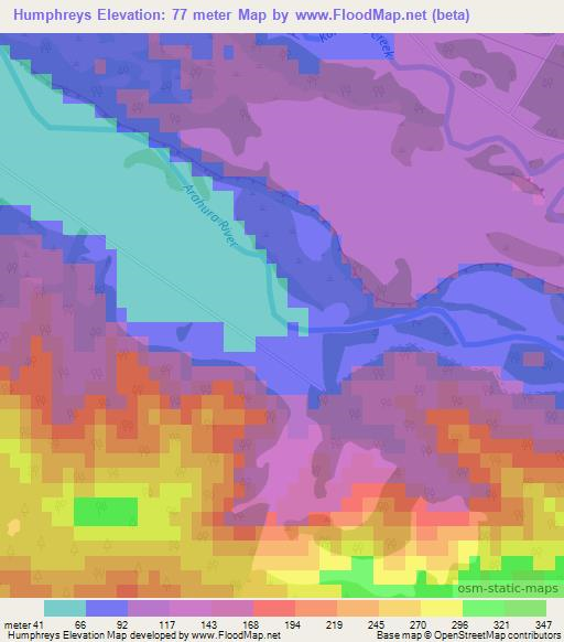 Humphreys,New Zealand Elevation Map
