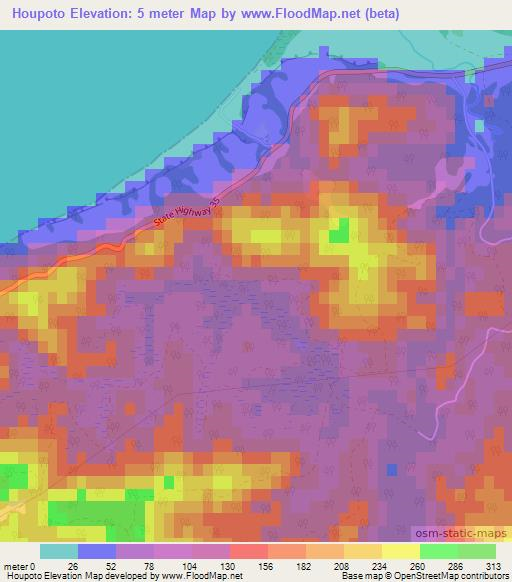Houpoto,New Zealand Elevation Map