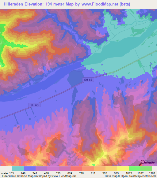 Hillersden,New Zealand Elevation Map