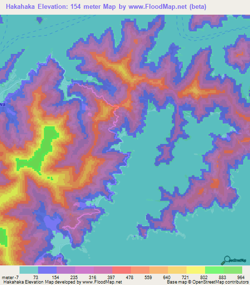 Hakahaka,New Zealand Elevation Map