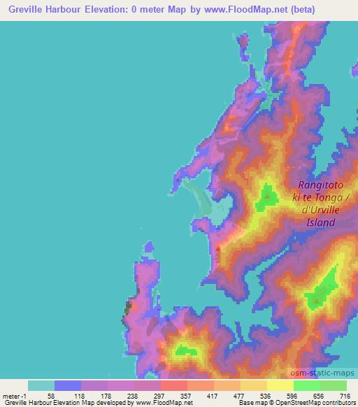 Greville Harbour,New Zealand Elevation Map