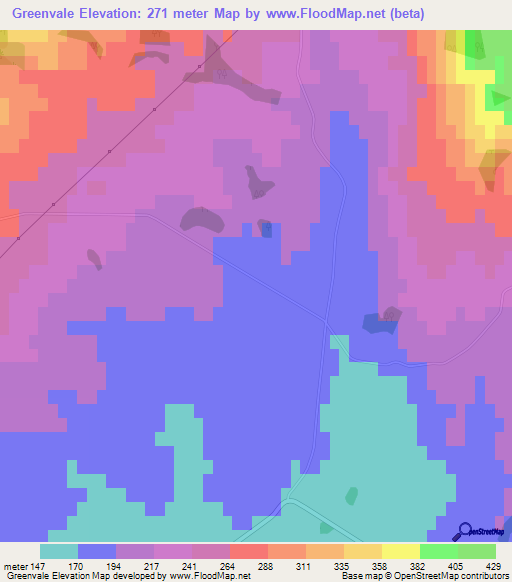 Greenvale,New Zealand Elevation Map