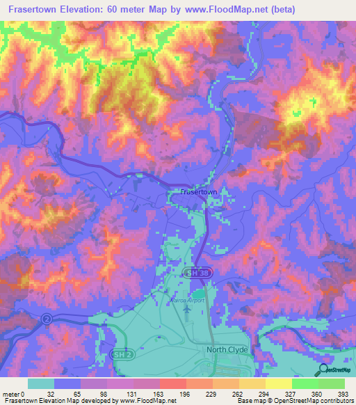 Frasertown,New Zealand Elevation Map