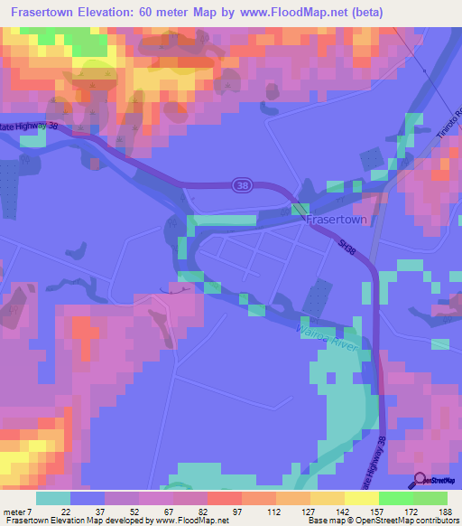Frasertown,New Zealand Elevation Map