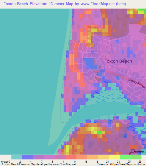 Elevation of Foxton Beach,New Zealand Elevation Map, Topography, Contour
