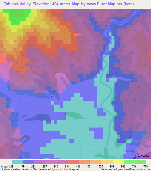 Fabians Valley,New Zealand Elevation Map