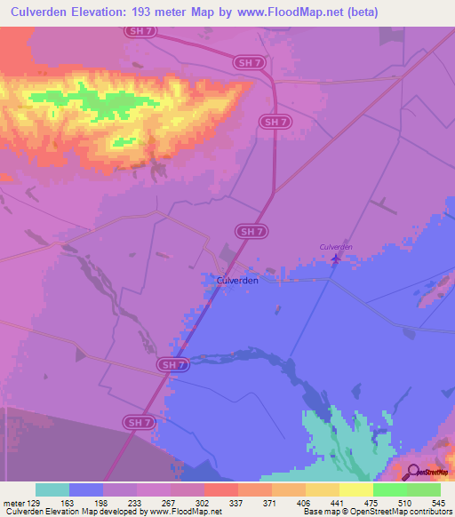 Culverden,New Zealand Elevation Map