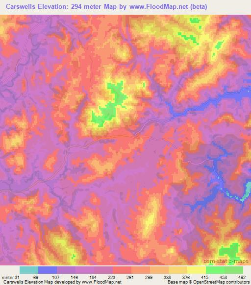 Carswells,New Zealand Elevation Map