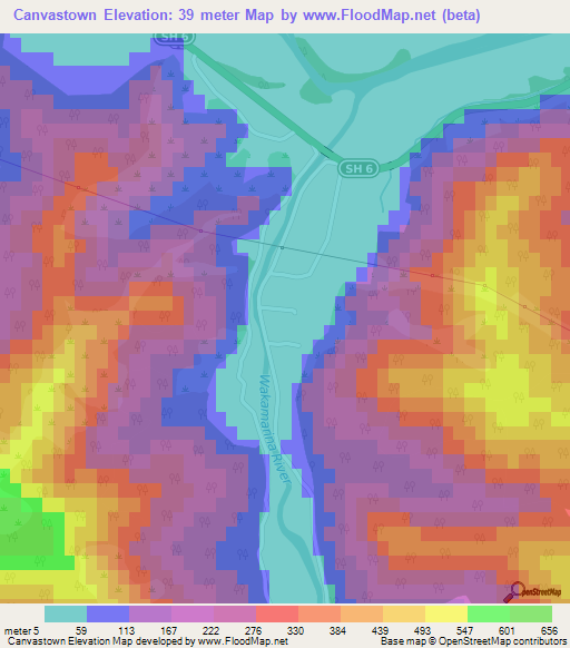 Elevation of Canvastown,New Zealand Elevation Map, Topography, Contour