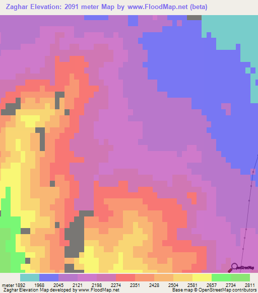 Zaghar,Iran Elevation Map
