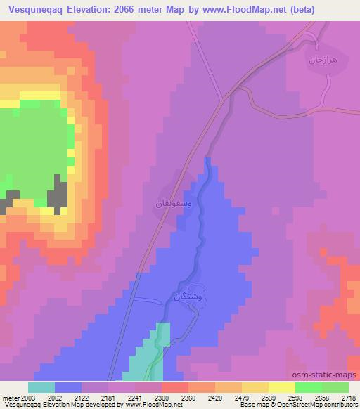 Vesquneqaq,Iran Elevation Map