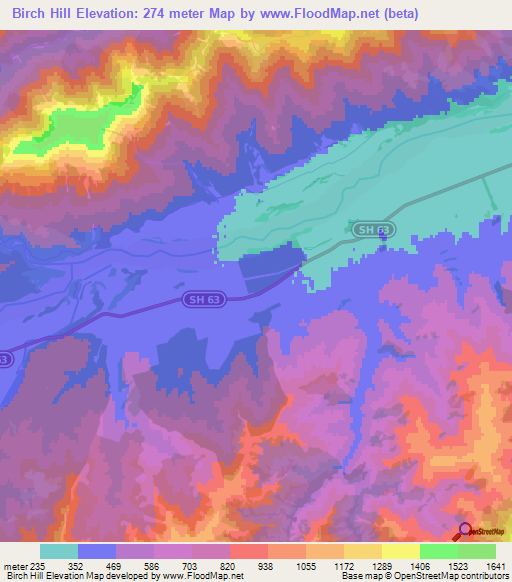 Birch Hill,New Zealand Elevation Map