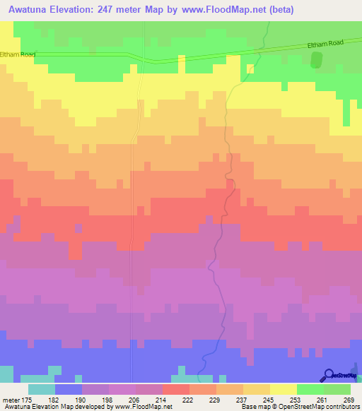 Awatuna,New Zealand Elevation Map