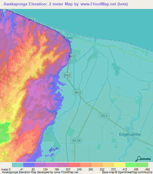 Awakaponga,New Zealand Elevation Map