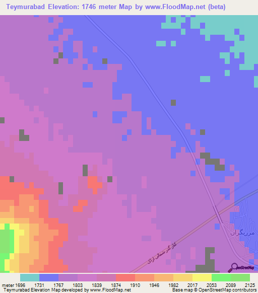 Teymurabad,Iran Elevation Map